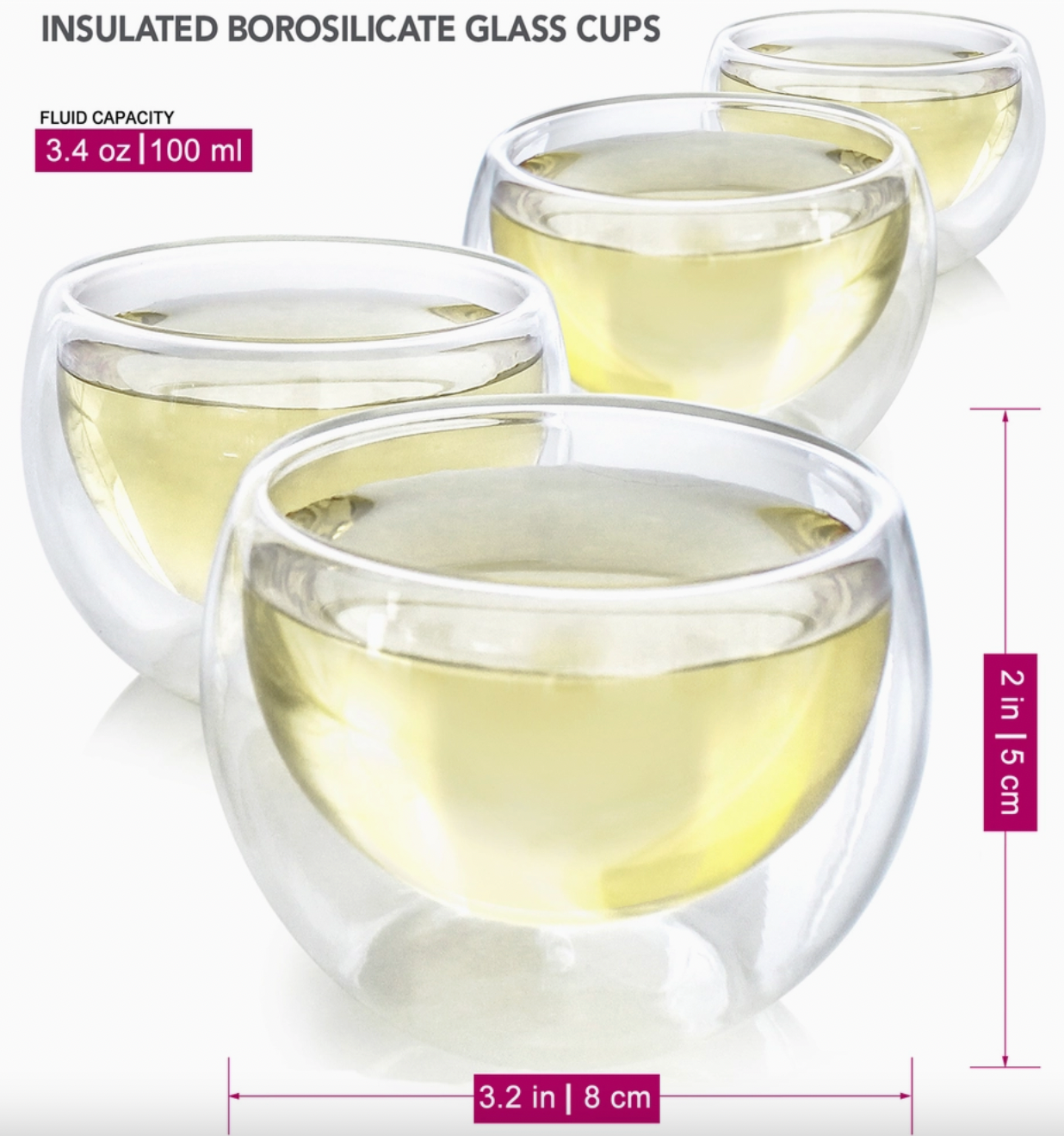 Teabloom Celebration® Double Wall Glass Tea Cups- Set of 48