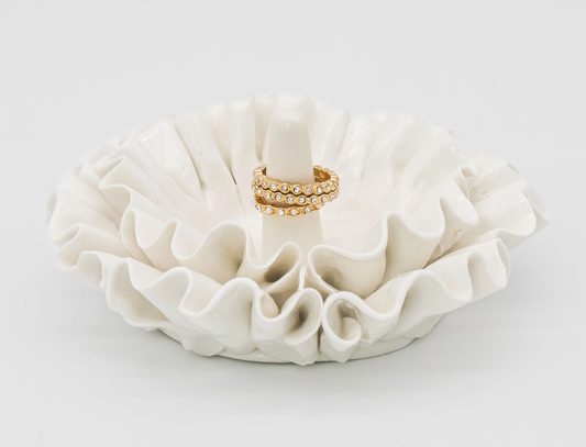 White Frill Jewelry Dish- Set of 10