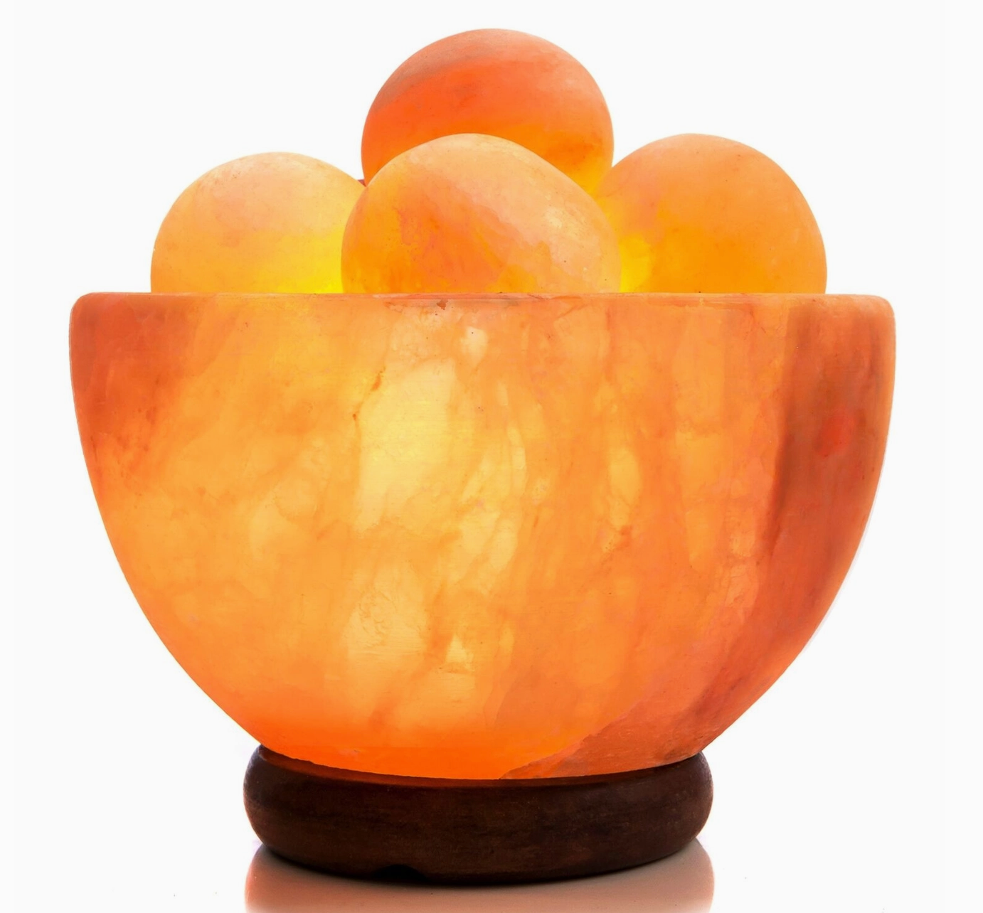 Himalayan Salt Massage Bowl Lamp + 6 Massage Balls- Set of 4