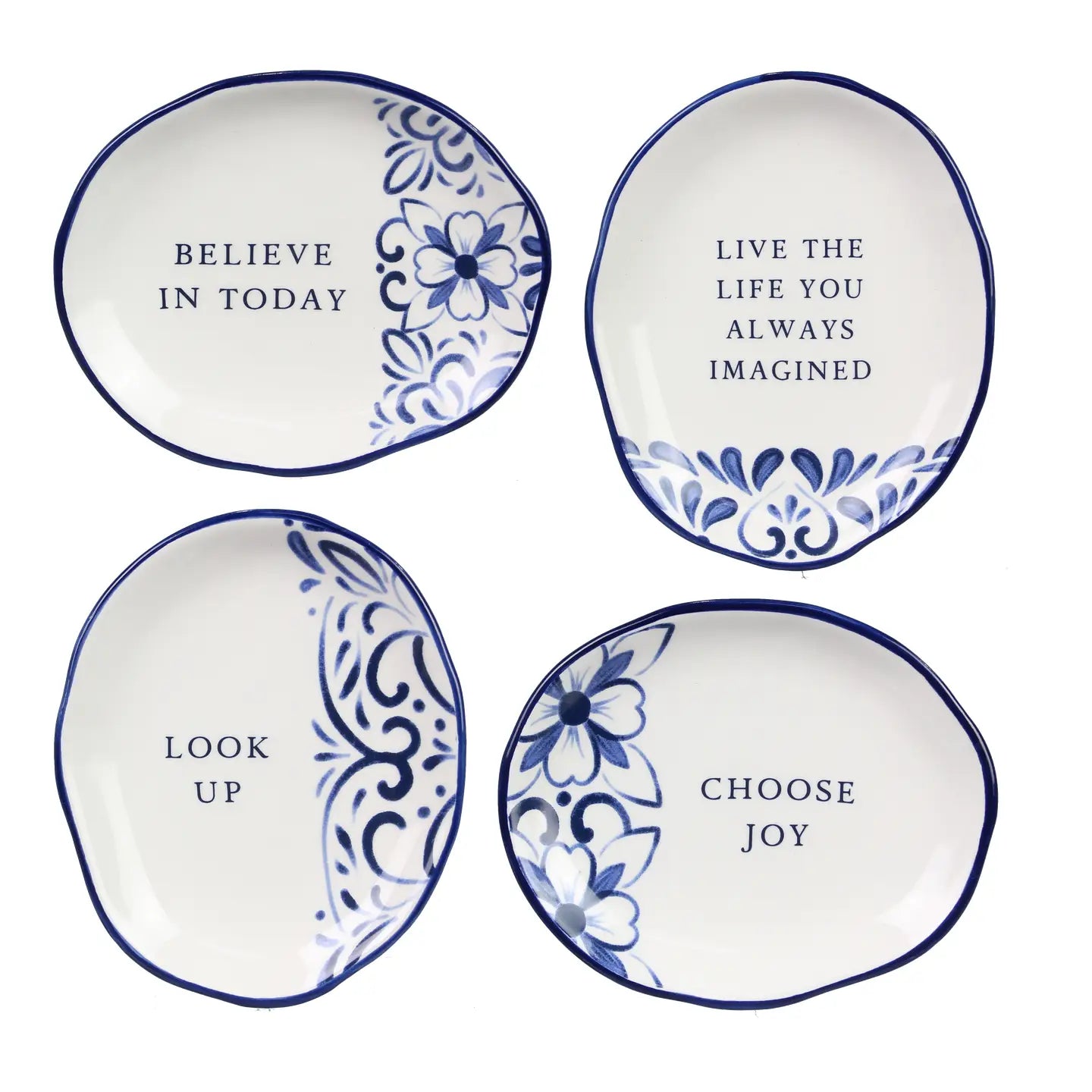 Ceramic Blue and White Talavera Dish- 4 Assorted